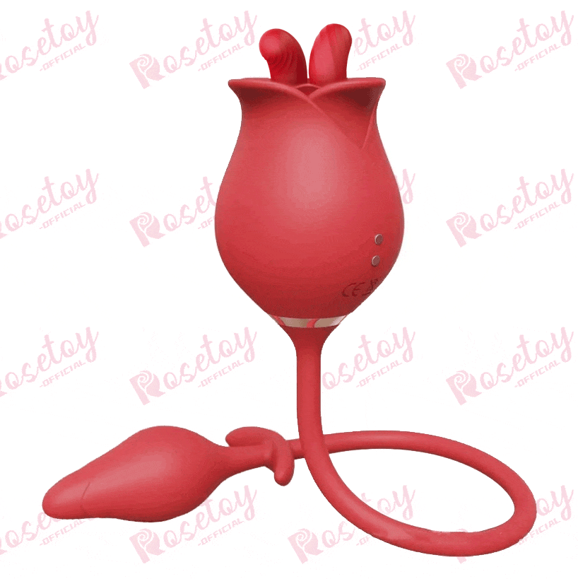 Romeo Double-pistil Tongue-licking Rose Toy With Vibrating Anal Plug - Rose Toy