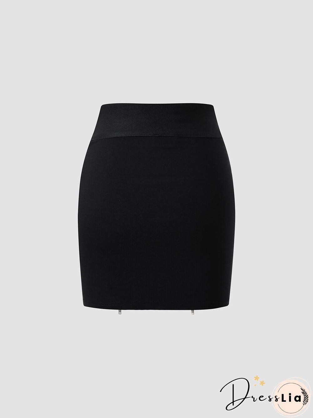 Solid Double Zip Front Mini Skirt For Women