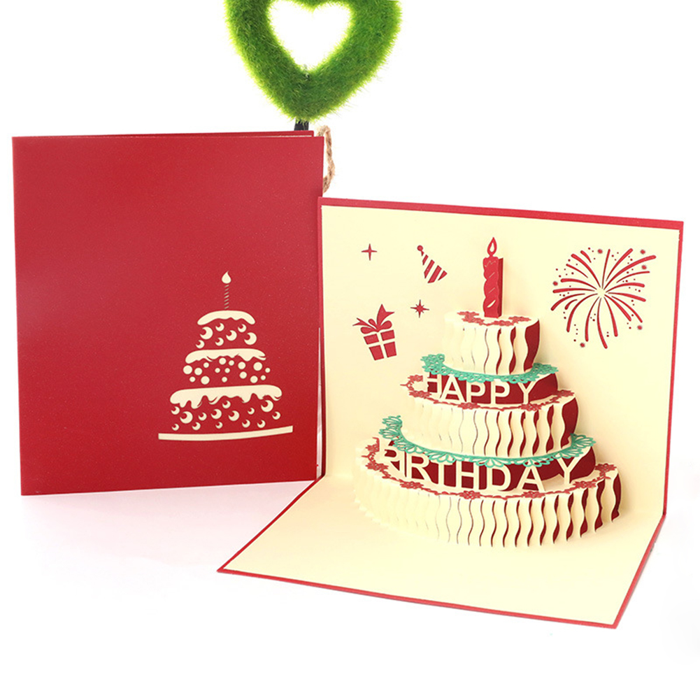 

Birthday Cake - 3D Pop Up Card - Paper Craft, Red, 501 Original