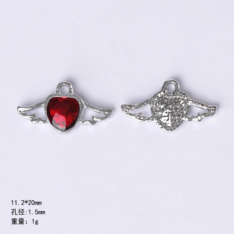 20 PCS/Package 22 * 9mm Alloy Cherry Heart Shape Rose Pendant Jewelry Accessories