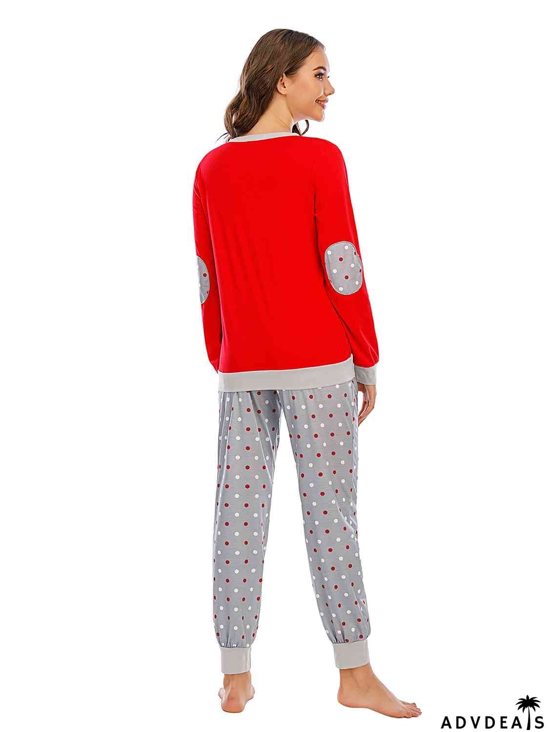 Long Sleeve Top and Polka Dot Pants Set