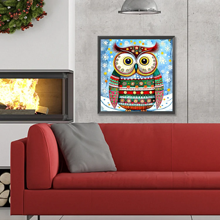 1set 33x45cm/13.8x17.7inch Round Drill Canvas Owl Home Living Room Dining  Room Wall Decor Holiday Gift For Family Friends Diamond Painting DIY Diamond