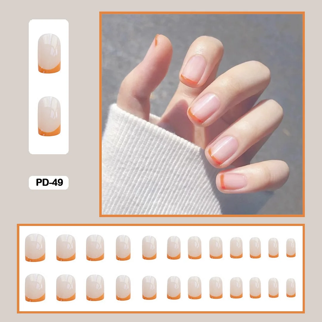 French Mordern stylish Elegant Gold Sliver Edge Line Wearable False Nails-Nail Inspo