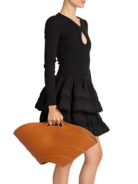 Ala&iuml;a Medium Khaima Leather Tote  bag