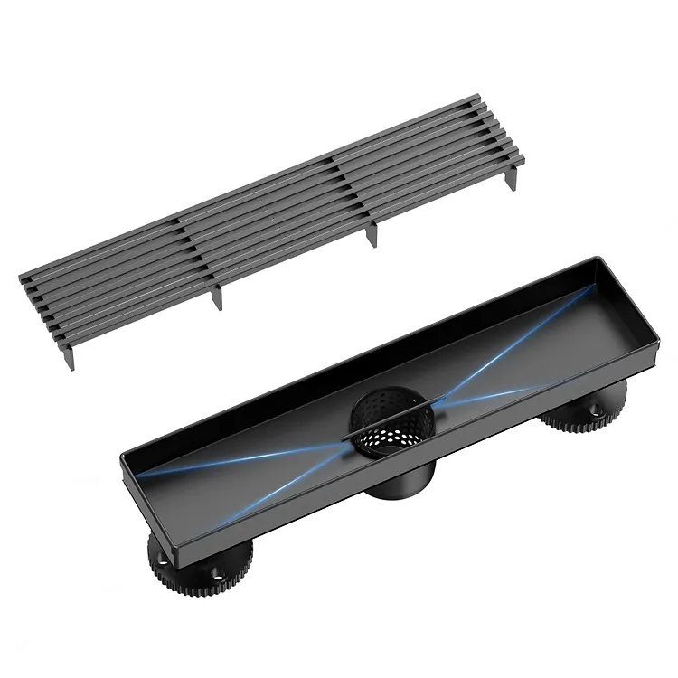  EVERSTEIN 12" Linear Shower Drain with Hair Catcher Matte Black