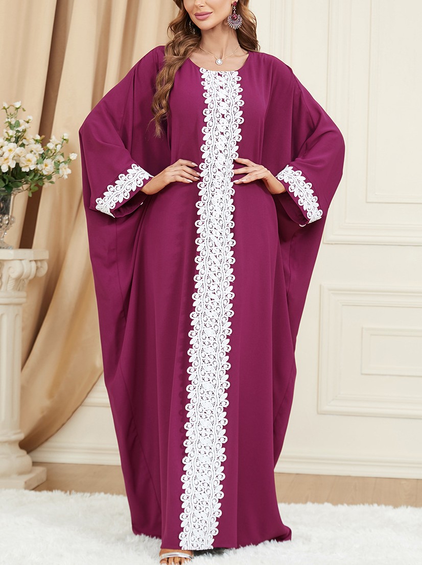 Women's Floral Lace Patchwork Batwing Sleeve Kaftan | Oxredo Shop Ramadan Sale