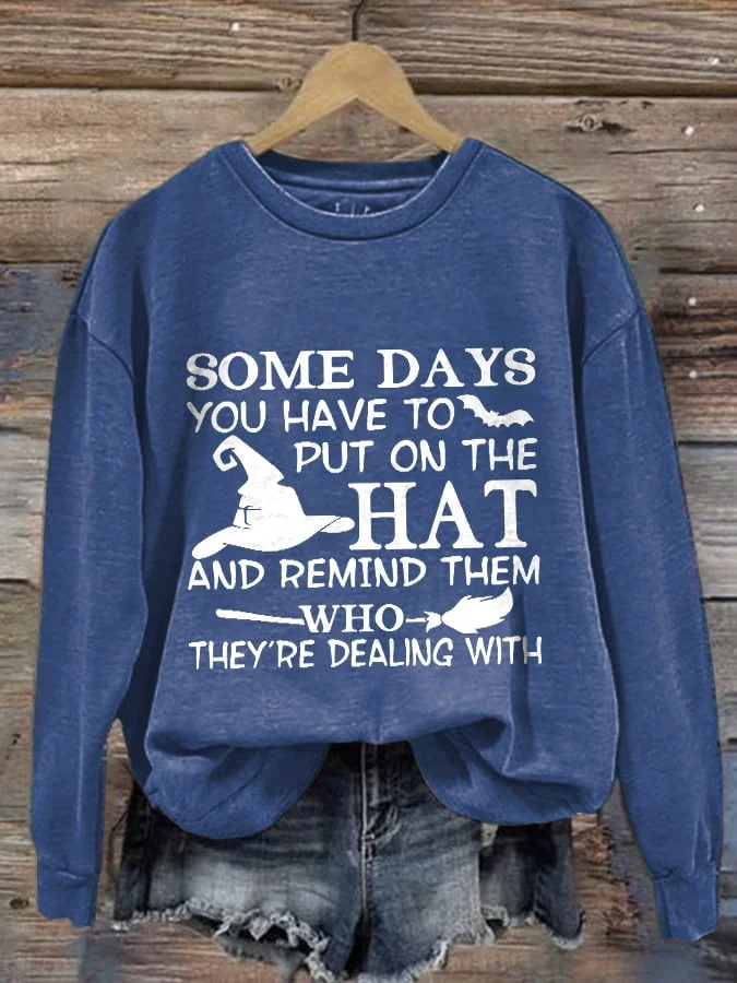 Women's Halloween Some Days I Rock It Some Days It Rocks Me Print Casual Sweatshirt