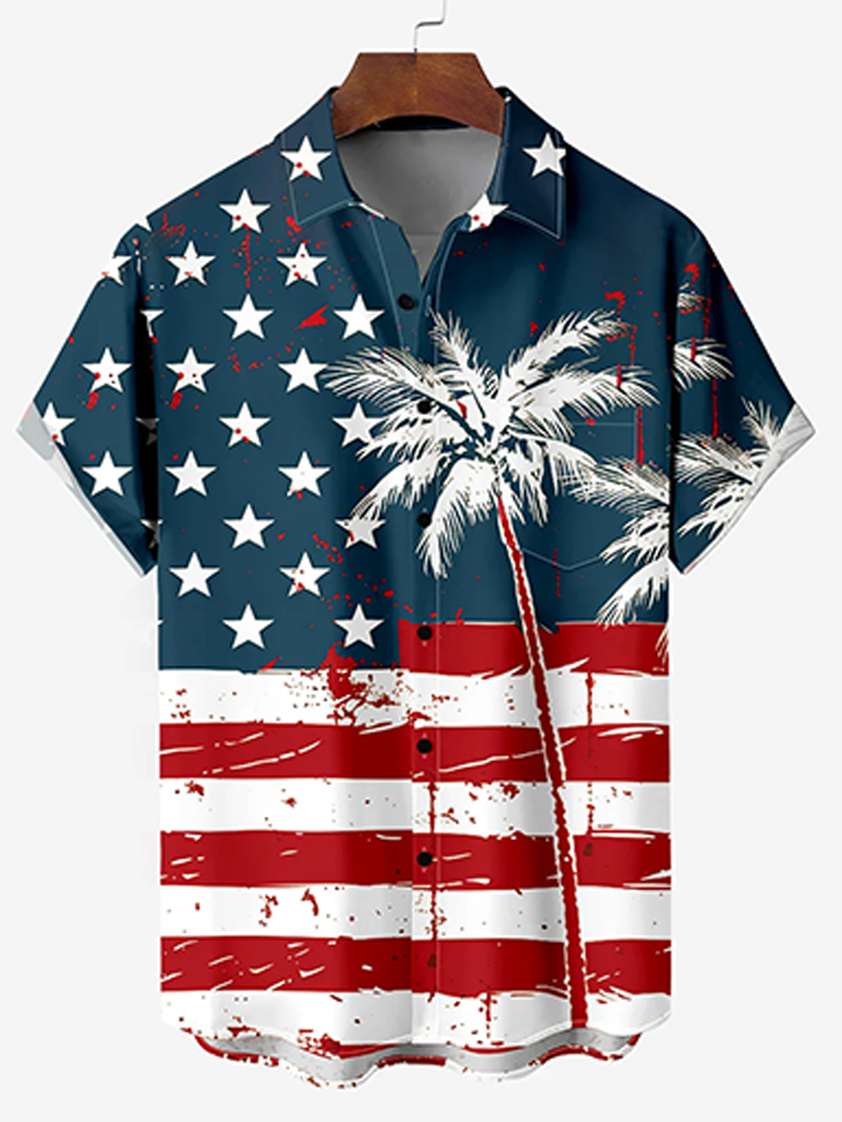 Independence Day Palm Tree Men's Patriotic Shirt PLUSCLOTHESMAN