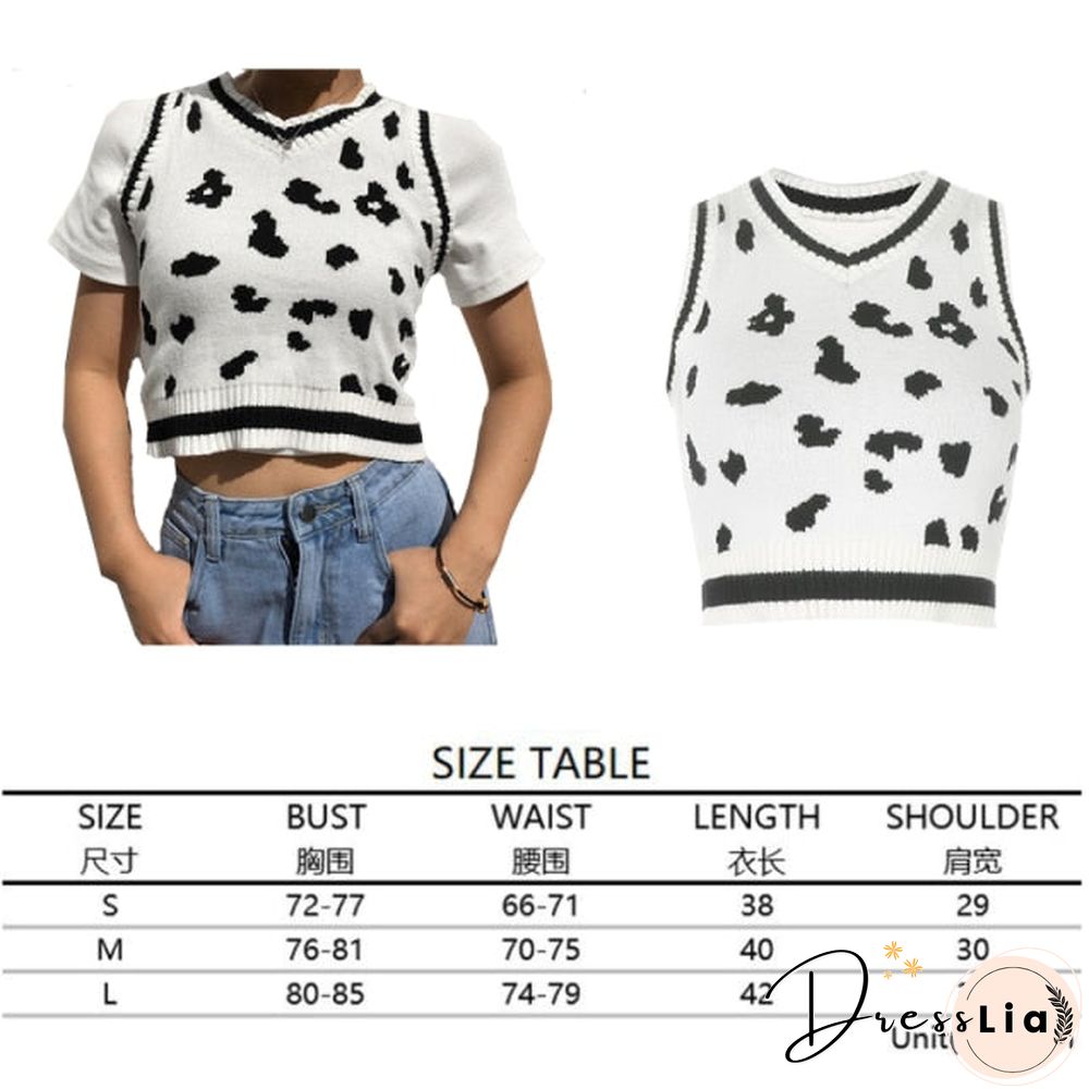 V Neck Vintage Argyle Sweater Vest Women Black Sleeveless Plaid Knitted Crop Sweaters Casual Autumn Preppy Style tops