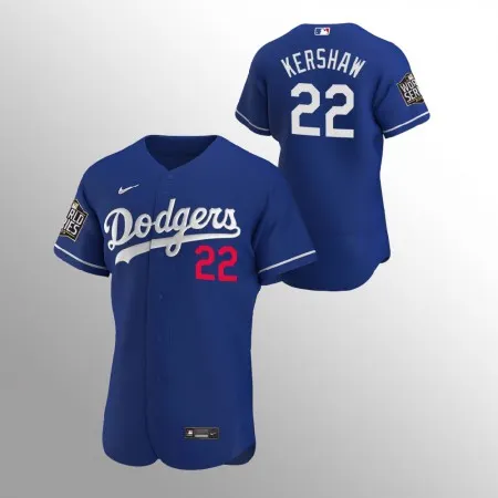 Men's Los Angeles Dodgers #22 Clayton Kershaw Blue 2020 World Series Bound stitched Jersey GX7F