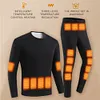 30 Areas USB Electric Heated Underwear Long Johns Heating Jacket (Black XL)