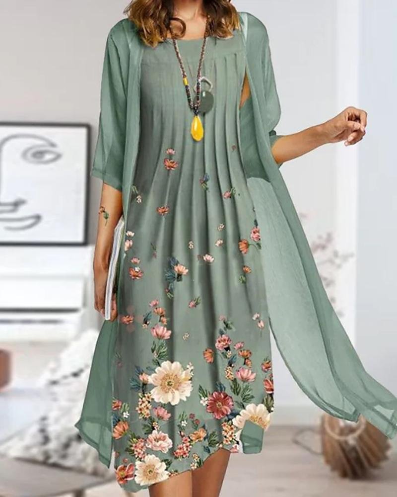 Women's Floral Print Mesh Dress