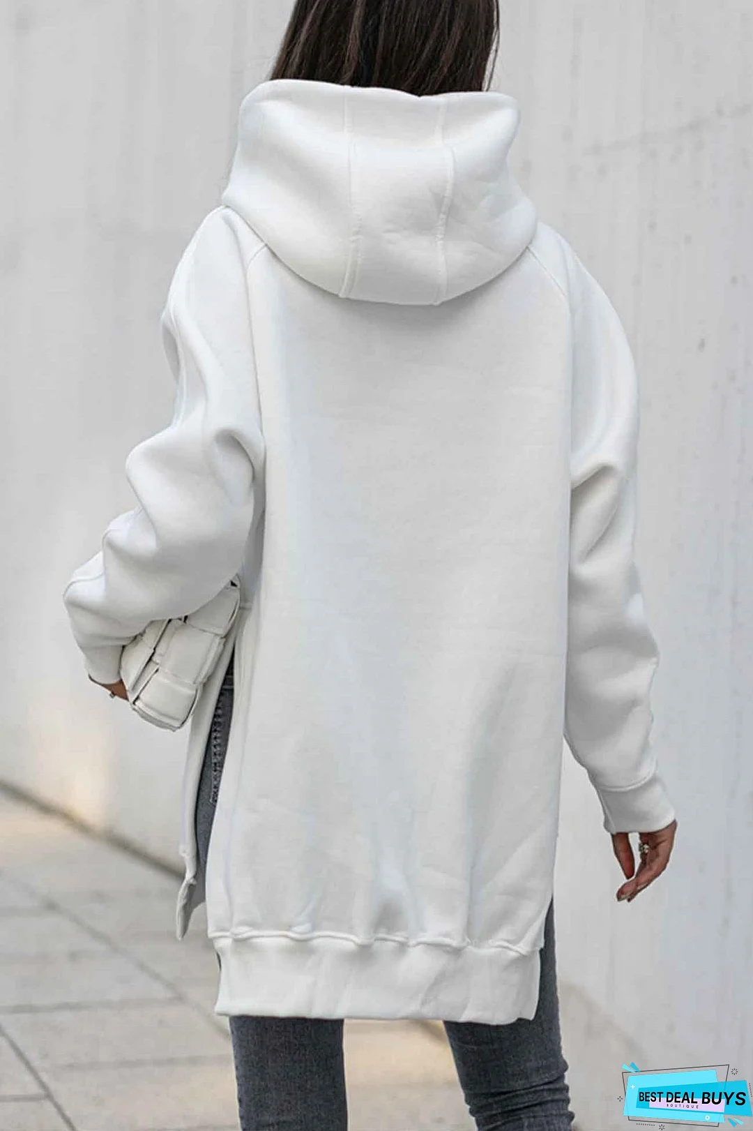 Solid color hoodie with pocket slit