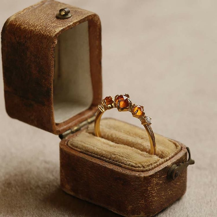 Adjustable Orange Garnet Ring