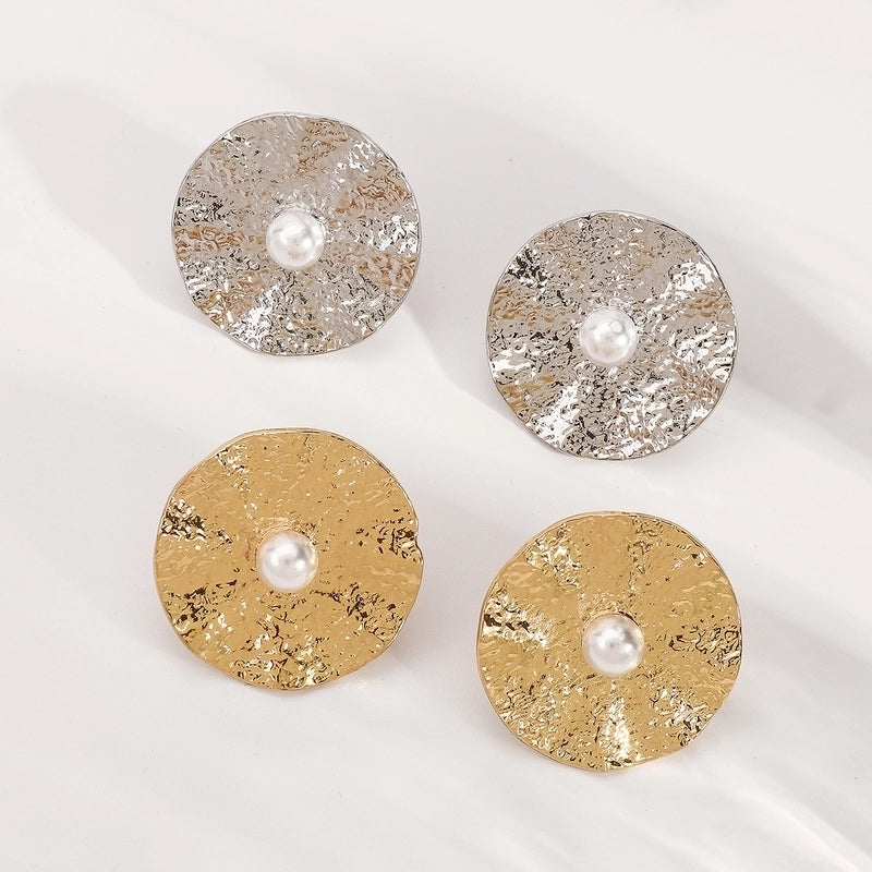 Vintage Style Minimalist Solid Color Alloy Plating Inlay Pearl Women's Rings Earrings4