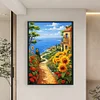 Sunflower Seascape-Full Embroidery 2 Strands 14CT Stamped Cross Stitch-40*60CM-Large Size
