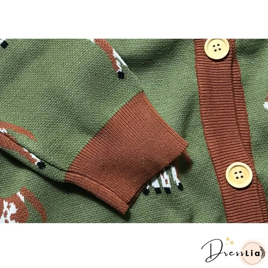 Cute Dog Pattern Cardigan Sweater