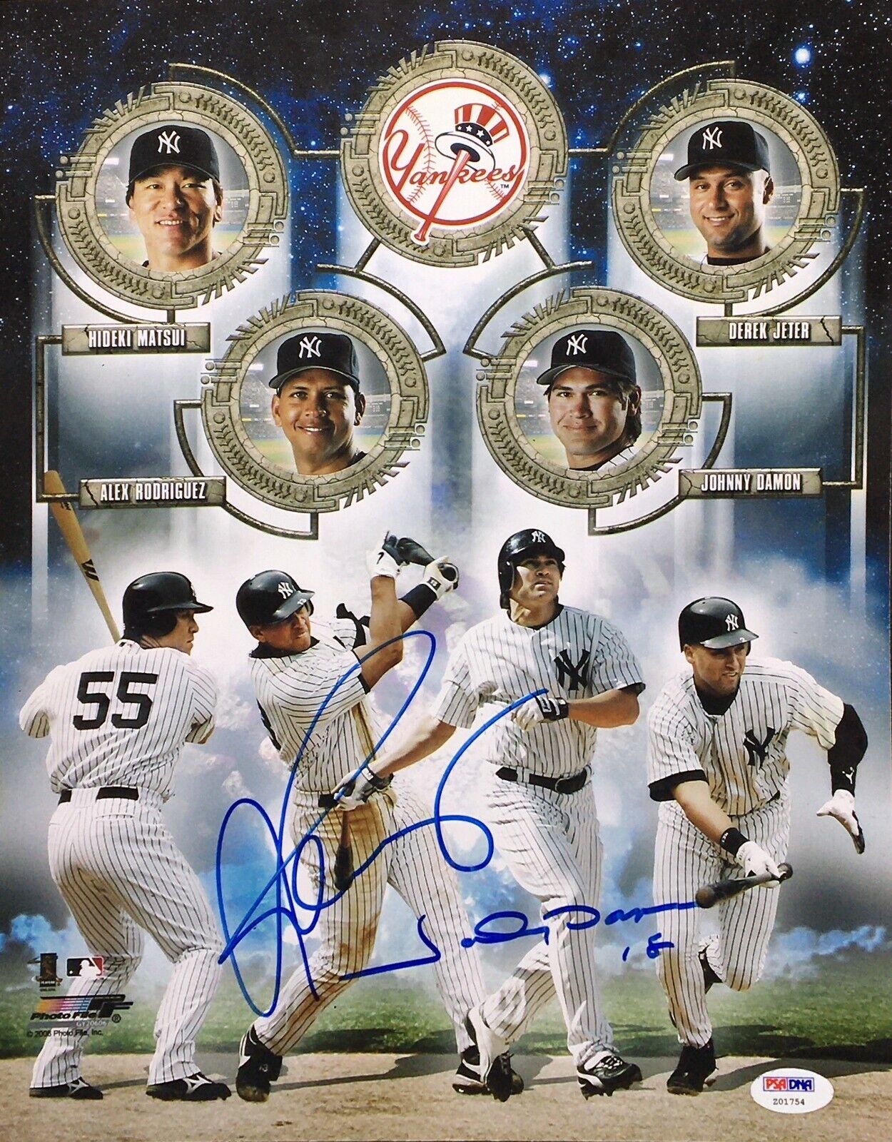 A-Rod Alex Rodriguez Johnny Damon Signed Yankees 11x14 Photo Poster painting PSA Z01754