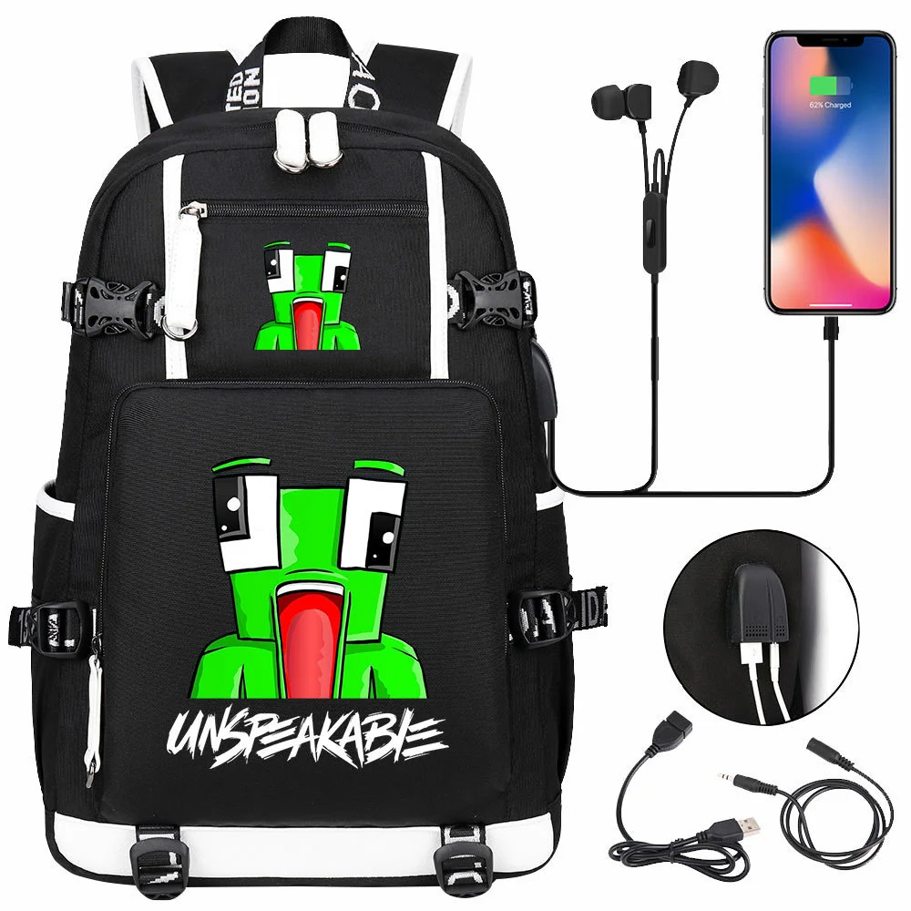 Buzzdaisy Unspeakable Double-Sided Backpack with USB Charging and Laptop Compartment - Multi-Pocket, Large Capacity School Bag