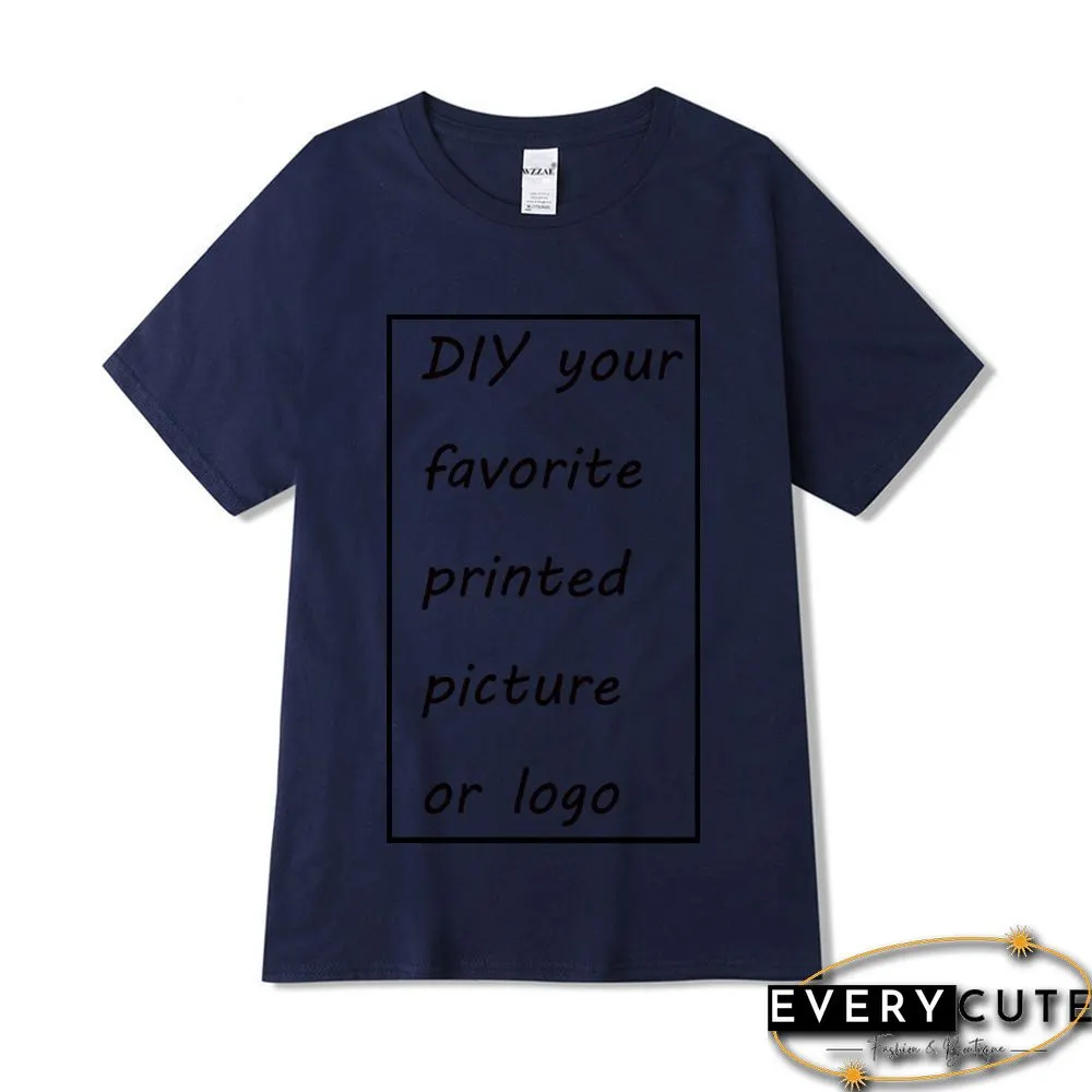 Customized Printed Leisure T Shirt Harajuku Women Tee DIY Your Like Photo Or Logo White T-shirt Fashion CustomShirt