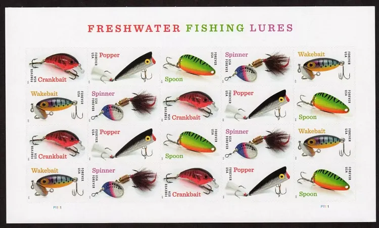 2025 USA Freshwater Fishing Lures Forever Stamps