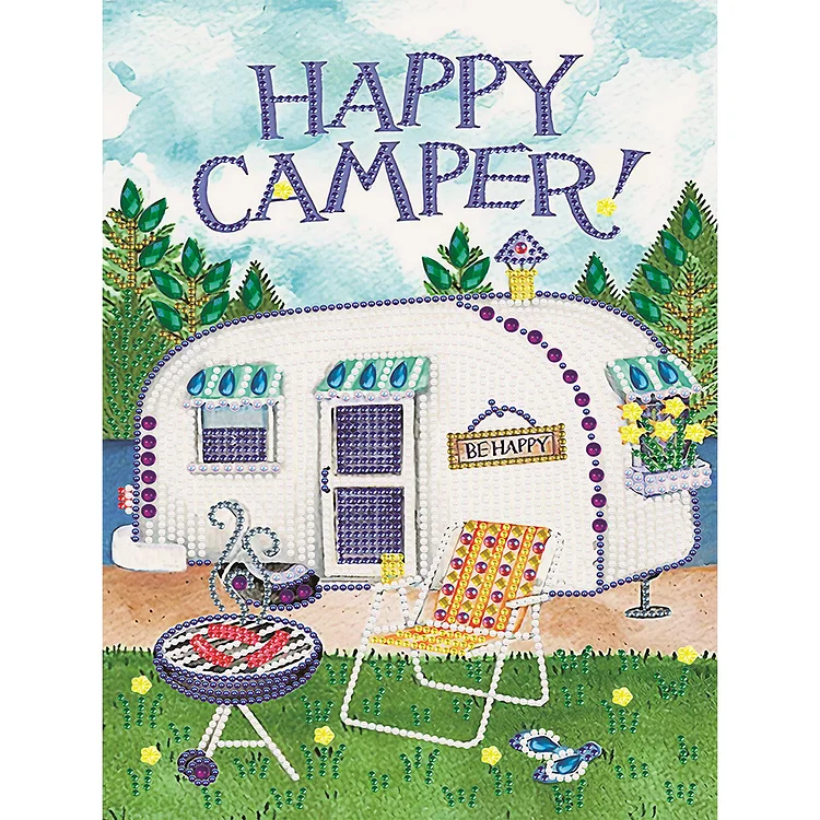 Happy Camping Bus - Partial Drill - Special Diamond Painting(30*40cm)