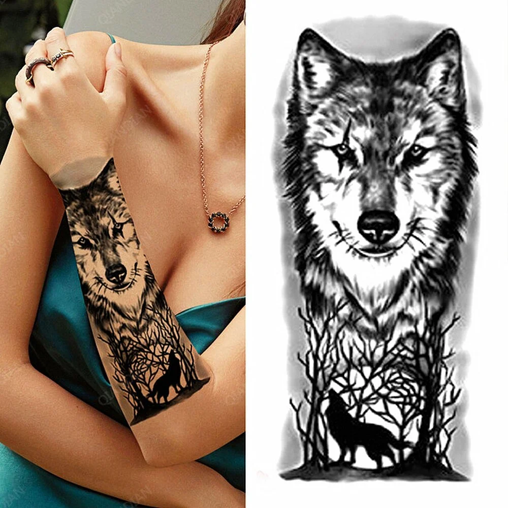 Sdrawing Tiger Manipulator Temporary Tattoo Sticker Waterproof Skull Flower Compass Eagle Deer Body Arm Sleeve Fake Totem Women Man