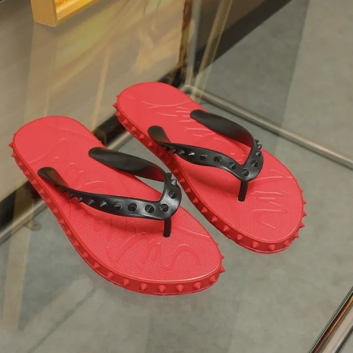 Gentleman's Red Bottom R ivet Flip-Flops Casual Fashion Non-Slip Flip Flops-vocosishoes