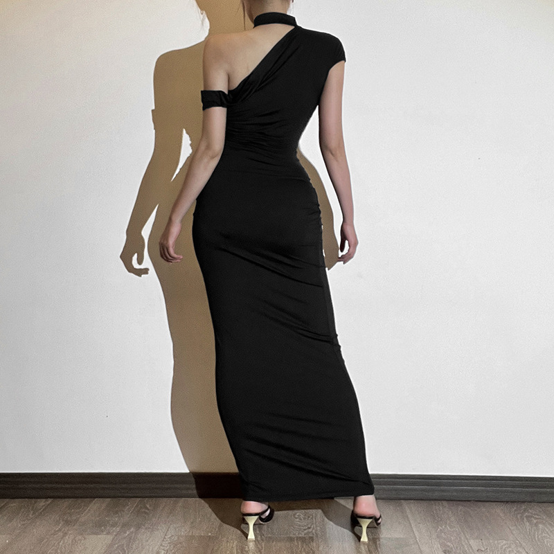 Ootddress Women's Off The Shoulder Elegant Slope O Neck Maxi Dress Sexy Short Sleeve High Waist Slim Fit Club Party Dress Femme 2025