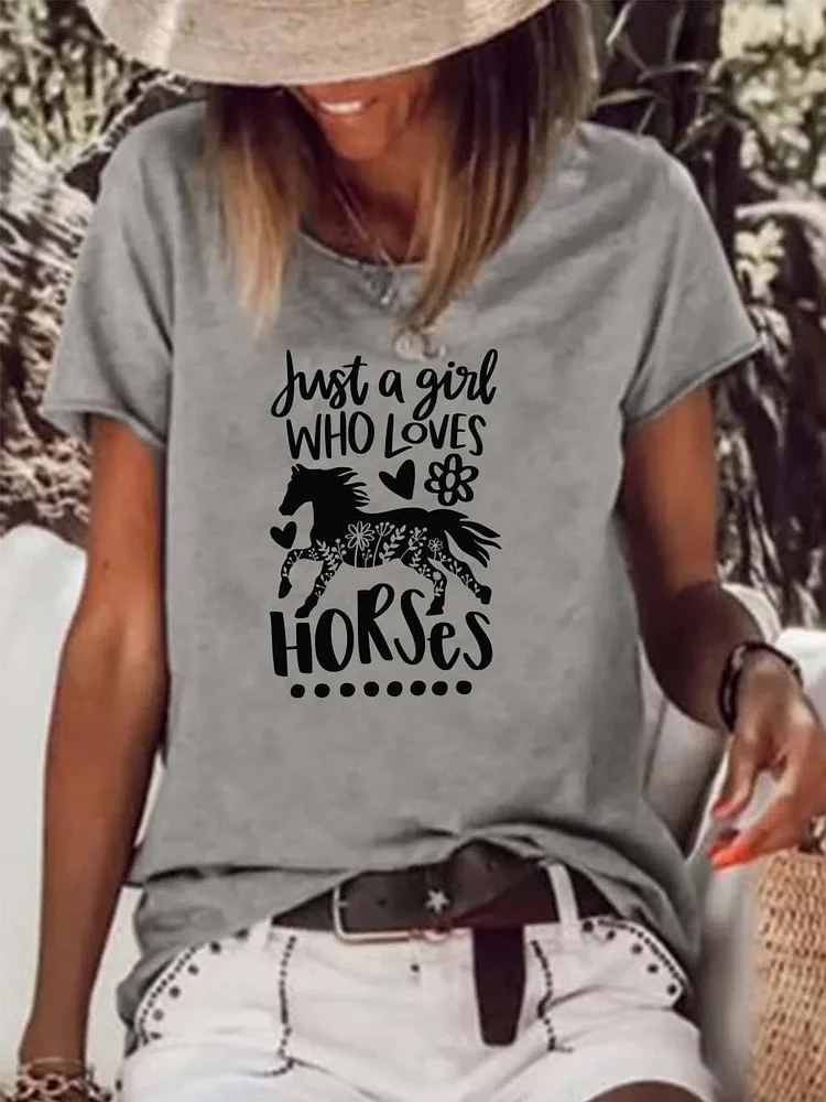 Just a girl who loves horses Raw Hem Tee