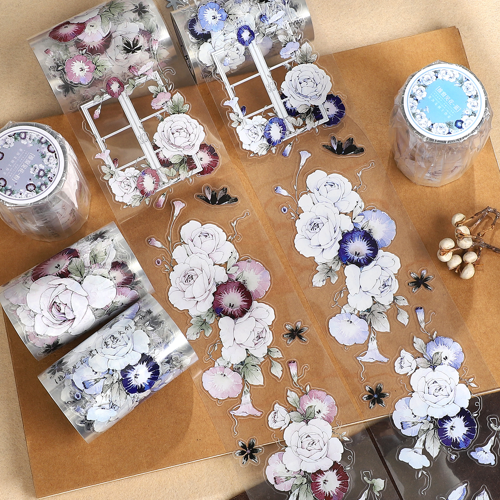 PET 테이프 - 6.5*600cm 창밖으로 꽃구경 시리즈 빈티지 꽃