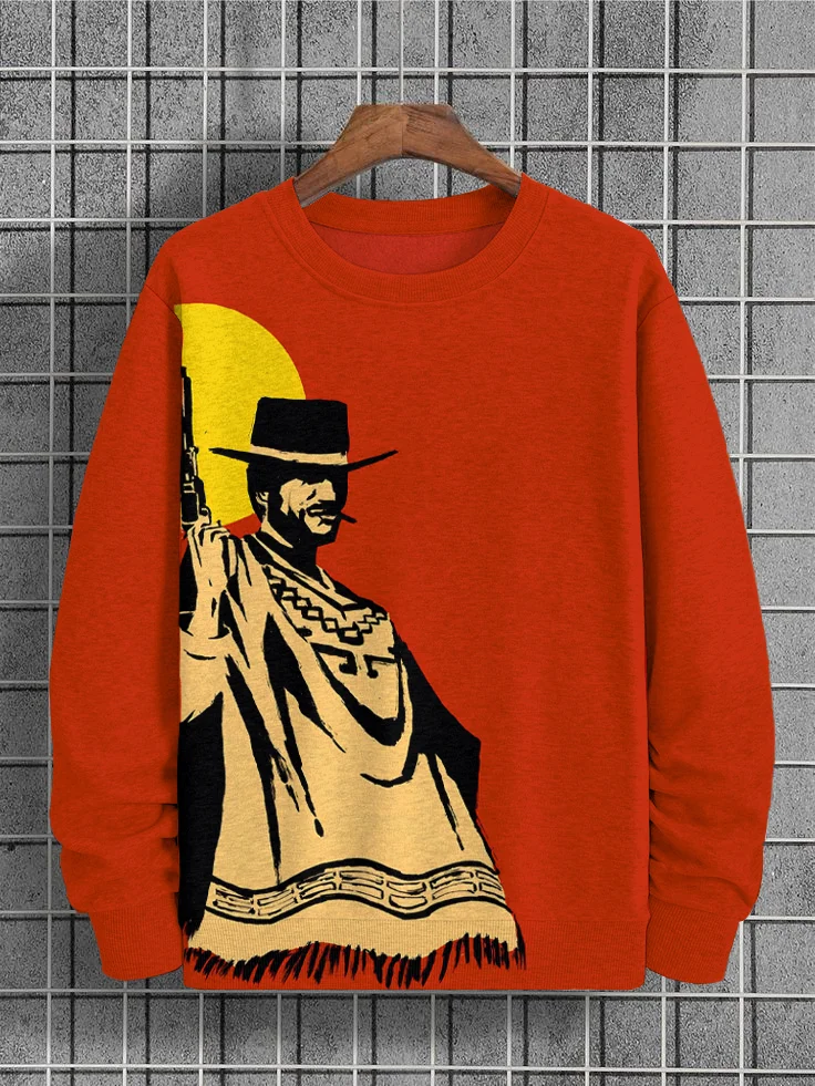 Men's Cowboys And The Sun Print Casual Sweatshirt