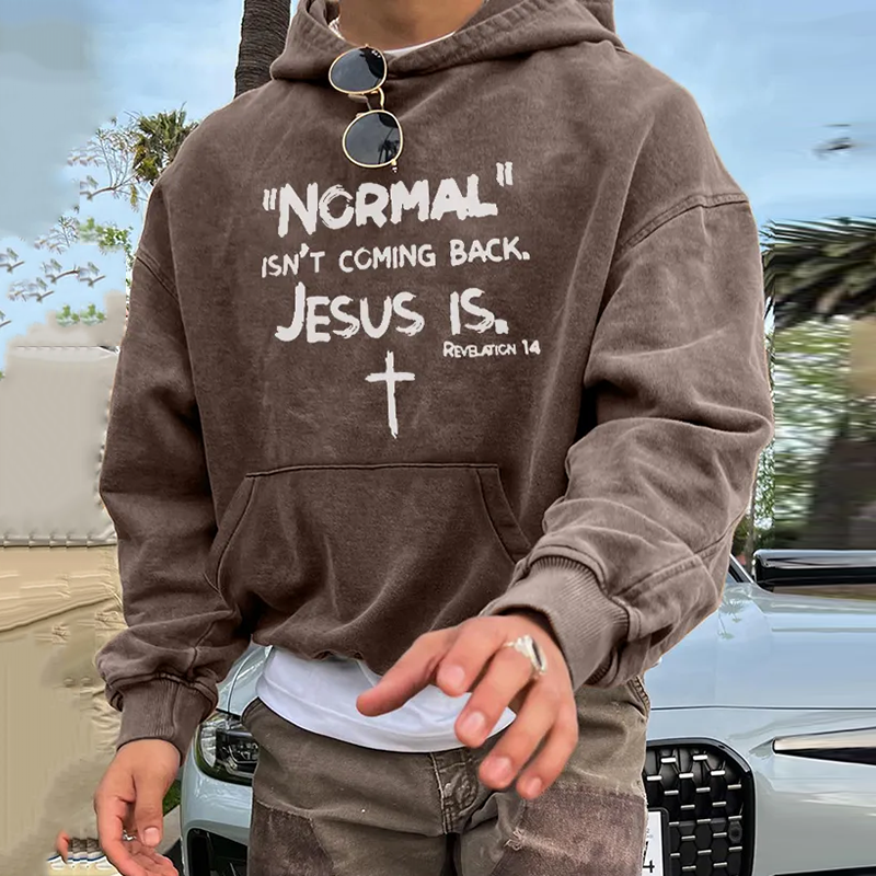 Washed Faith Letter Personalized Casual Printed Hoodie