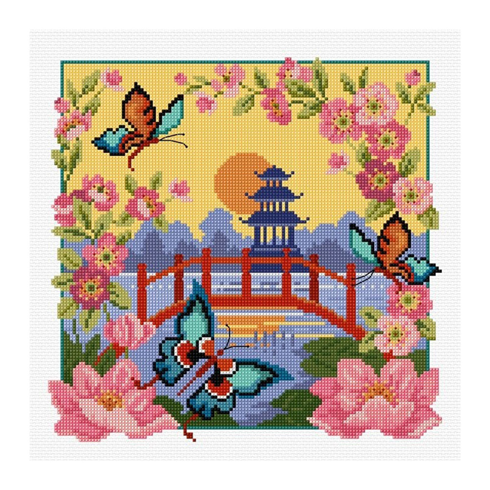 

Bridge by Lake - 11CT Stamped Cross Stitch - 48*48CM, 501 Original