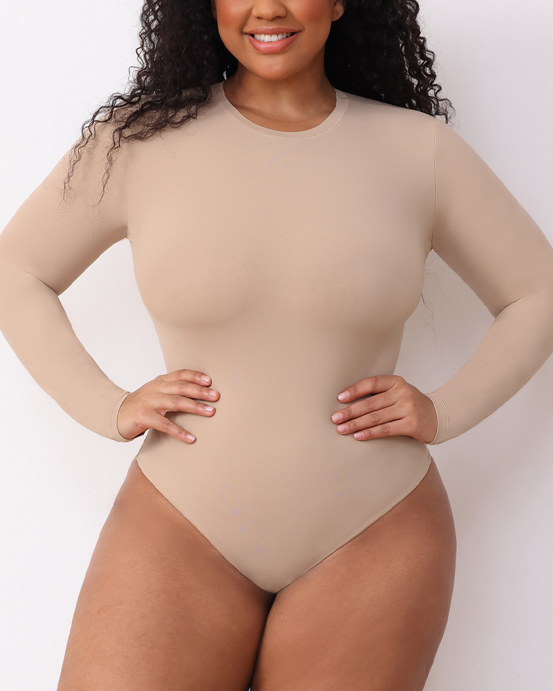 Double-Layered High-Elastic Body-Shaping Long-Sleeved Bodysuit