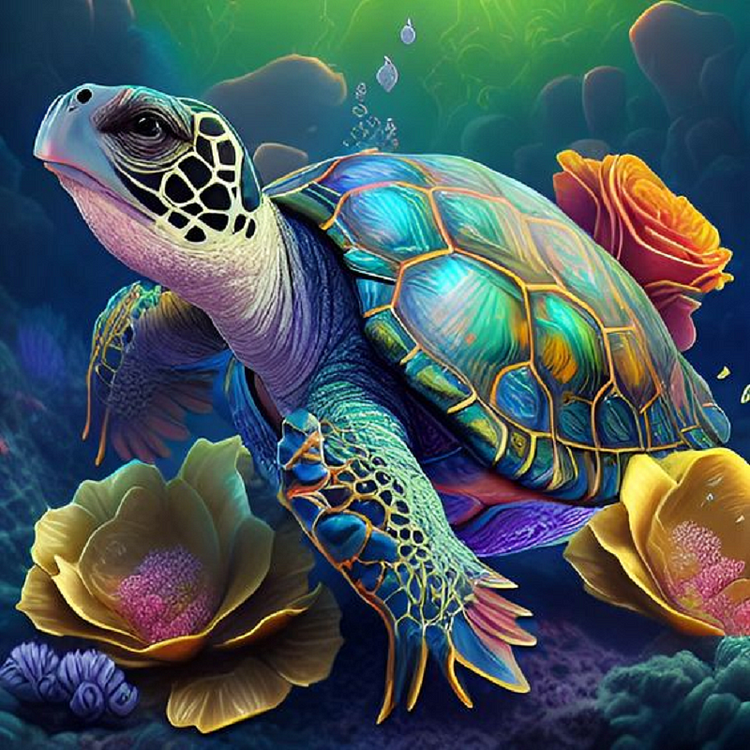 Sea Turtle 40*40cm(canvas) full round drill diamond painting