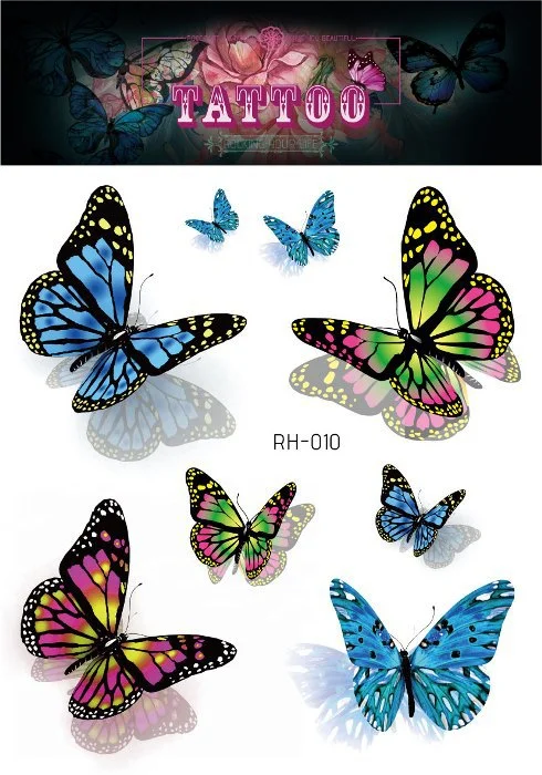 24 Kinds 3D Butterfly Tattoo Flowers Watercolor Temporary Body Art Sticker Disposable Make Up Concealer tatouage temporaire