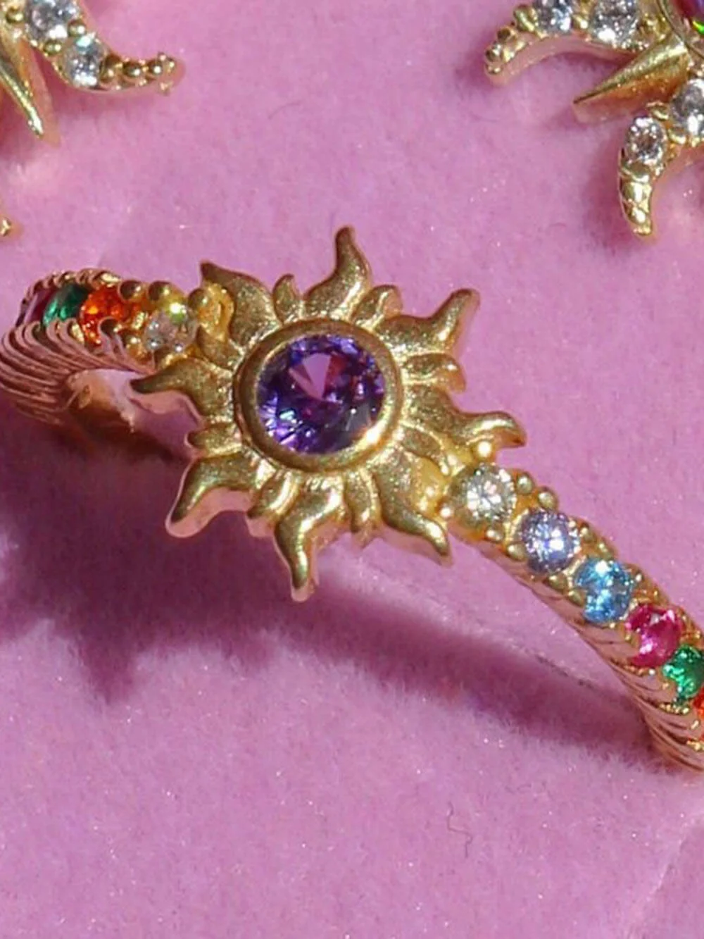 Retro Dopamine Sun Necklace Opal Pendant Opal Necklace Earrings