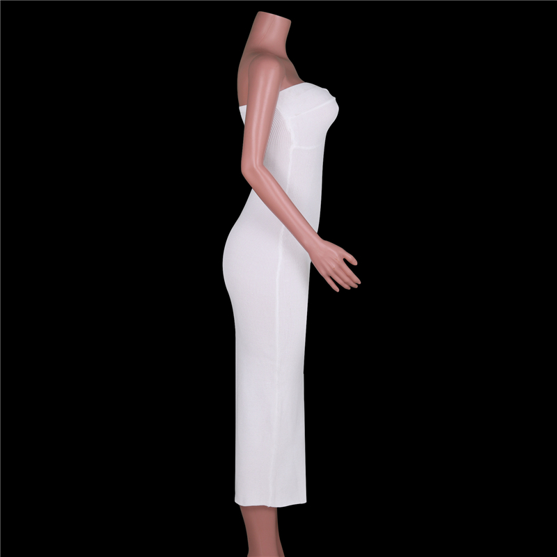 Ootddress Strapless Knit Maxi Dresses For Women Summer Beach Party Bodycon Dress Off-Shoulder Twist Knitting Evening Backless Dress