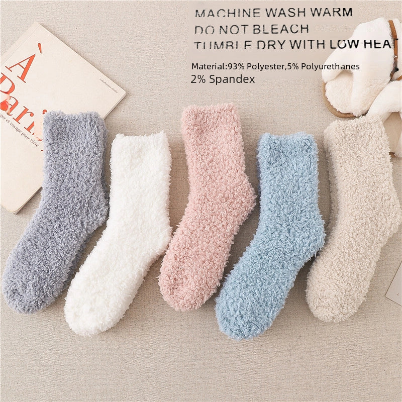 Women's Slippers Socks Velvet Socks Thickened Winter Plus Sleep Socks Home Women's Coral Velvet Crew Women's Sleeping Socks