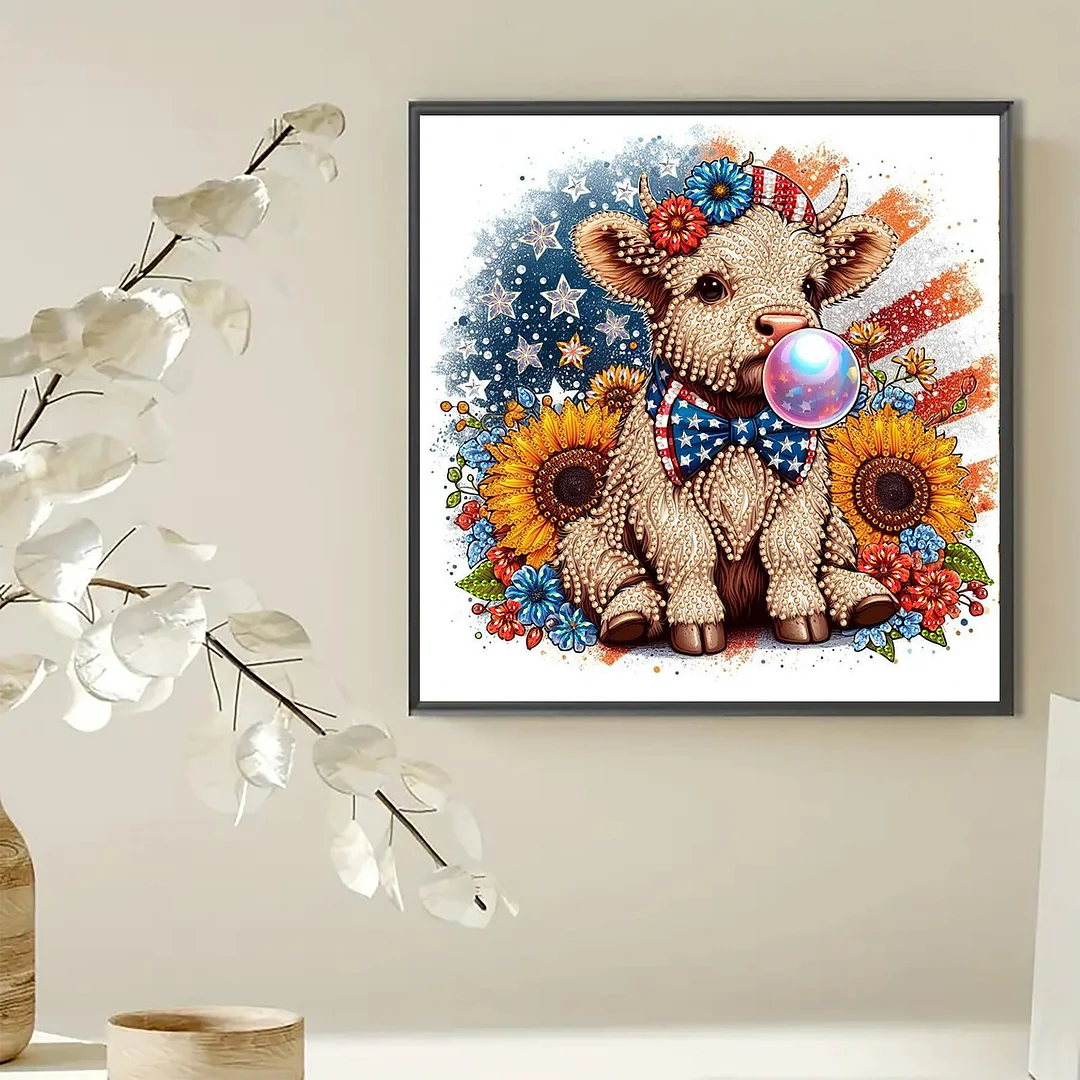 Diamond Painting - Partial Special Shaped Drill - Independence Day Sunflower Yak(Canvas|30x30cm)