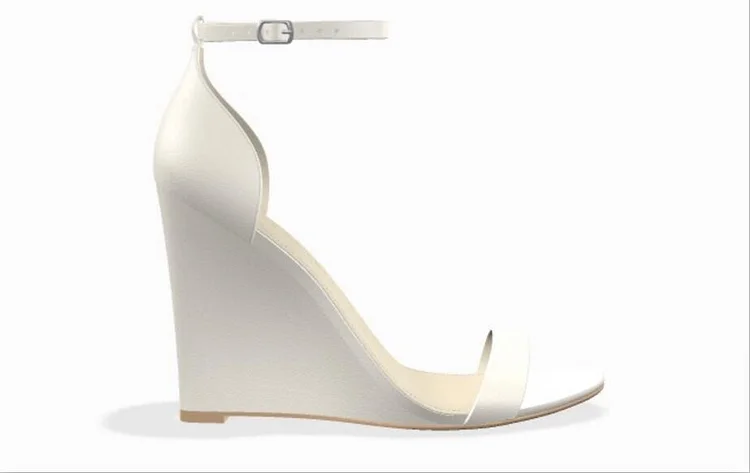 Custom Made White Ankle Strap Wedge Sandals Vdcoo