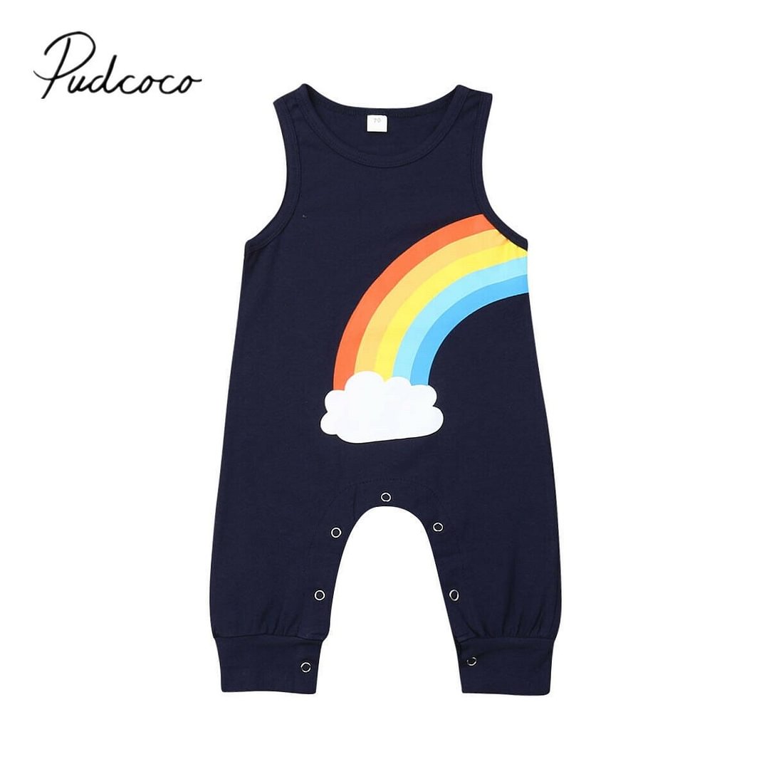 2019 Baby Summer Clothing Newborn Baby Boys Girls Rainbow Romper Cotton Jumpsuit Trousers Sleeveless Sunsuit Playsuits Clothes