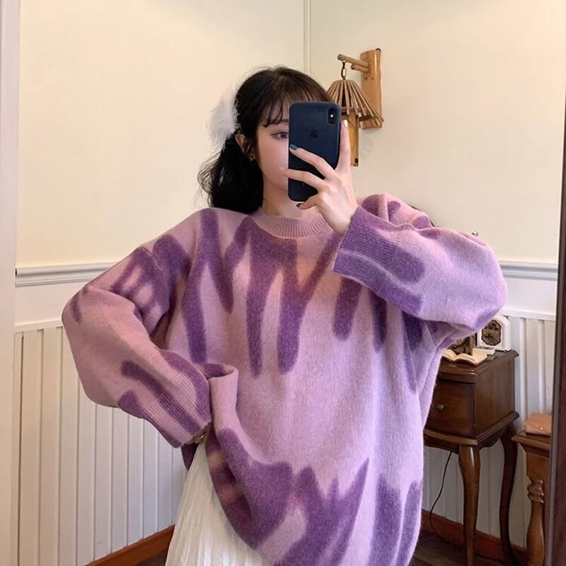 Knitted Sweaters Women Oversize Pullovers Winter Tops Female Casual Long Jumpers Ladies Pull Femme Y2K Strpied Sweaters