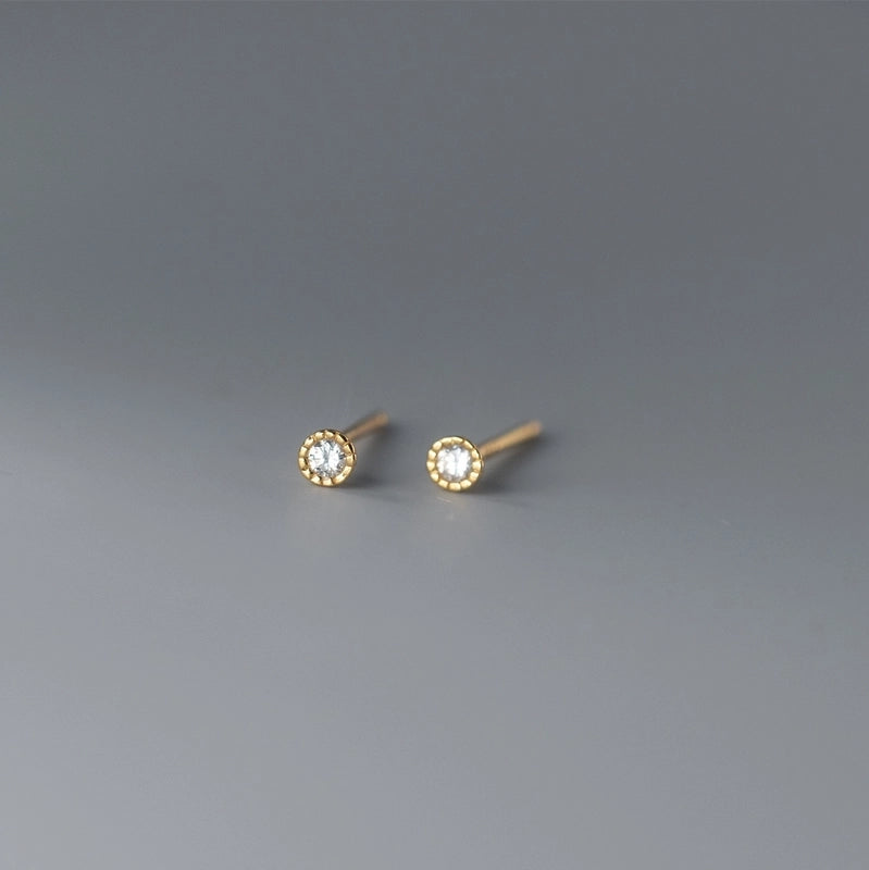 1 Pair 925 Sterling Silver Zircon Solid Color Ear Studs