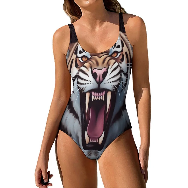 One-piece Swimsuit ANGRY TIGER customized, personalized, gift