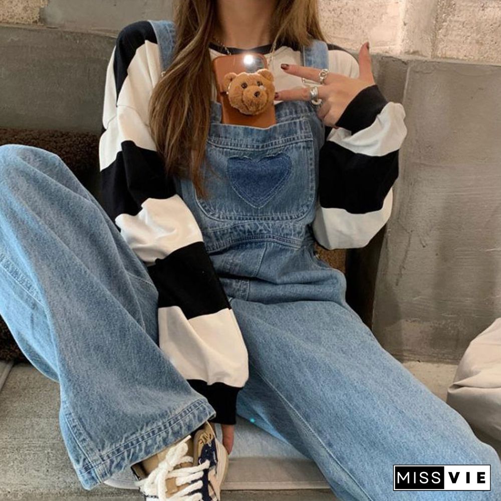 Love Heart Pocket Denim Overall