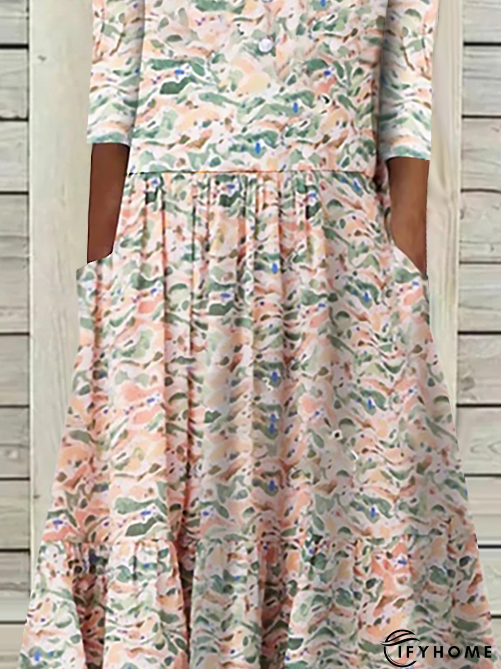 V Neck Short Sleeve Woven Dress | IFYHOME