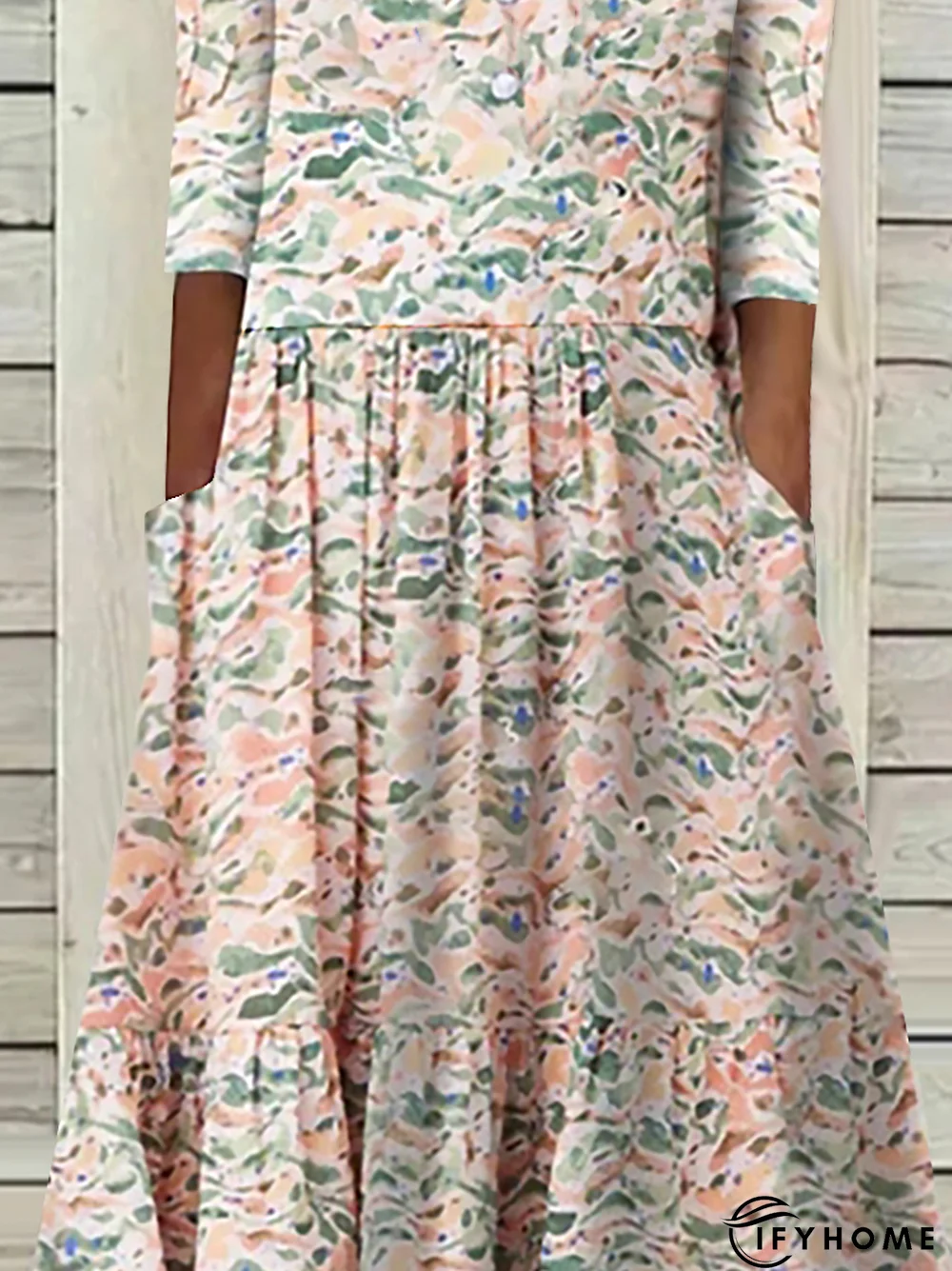 V Neck Short Sleeve Woven Dress | IFYHOME