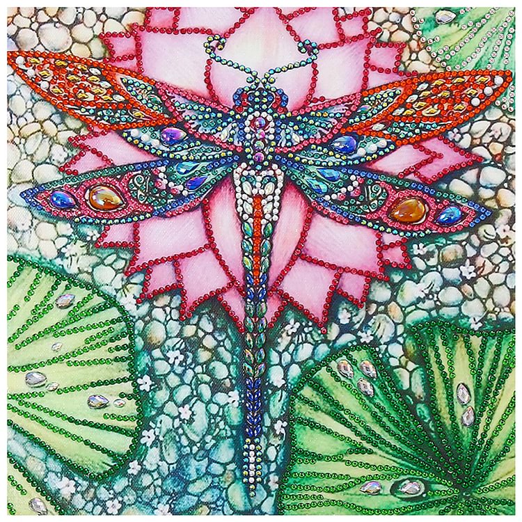 Lotus Dragonfly  Special Shape Partial  Diamond Painting 30*30CM